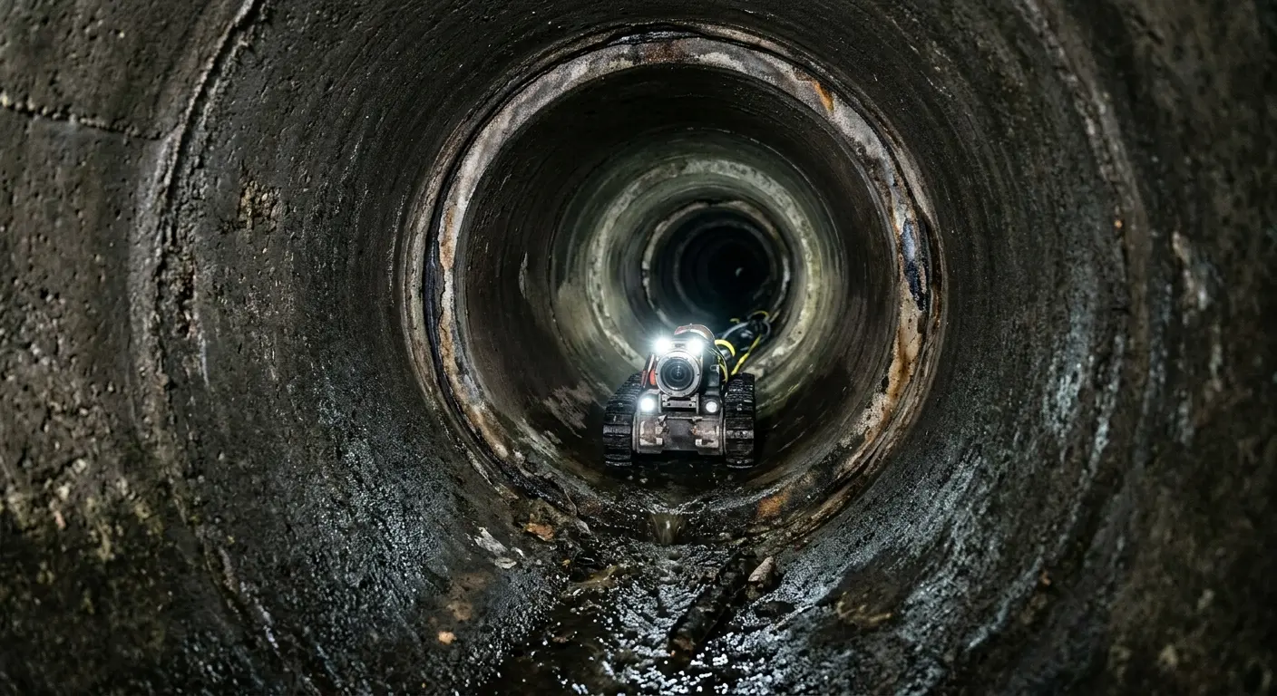 Robotic sewer camera inspecting pipe interior for Sewer Line Repair in Annville